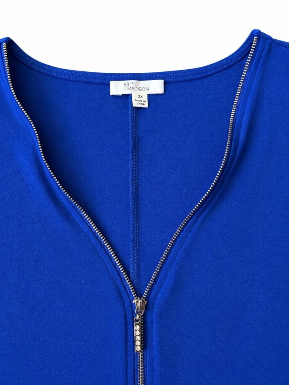 89th + Madison Electric Blue Zip Front Blouse 2X NWT - Picture 4 of 4